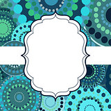 Patterned frame background invitation circular ornament blue