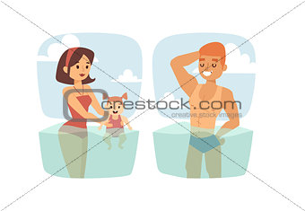 People in water vector illustration.