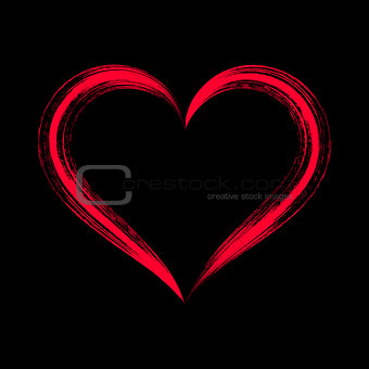 Red vector brush strokes heart