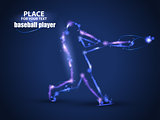 Motion design. Baseball Batter Hitting Ball. Blur and light isolated on black background. Vector illustration