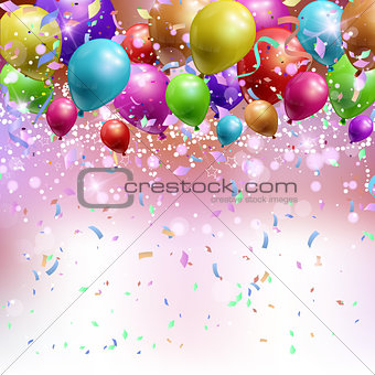 Balloons, confetti and streamers background 