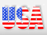 USA letters with flag background. Vector illustration.