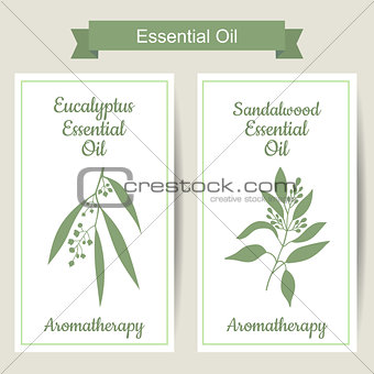 Set of 2 labels with Eucalyptus and sandalwood