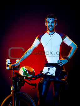 man cyclist cycling bicycle triathlon isolated