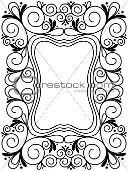 Floral black and white ornamental frame
