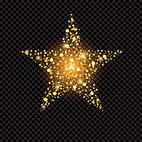 Golden star with sparkles isolated on black