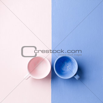 Two empty coffee espresso cups. Minimalism fine art