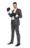 Businessman in boxing gloves 