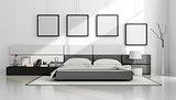 Black and white minimalist bedroom