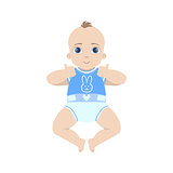 Baby In Blue Showing Thumbs Up