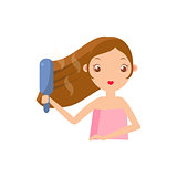 Girl Straightening The Hair
