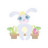 Bunny Sitting On Garden Bench