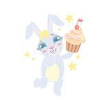 Bunny Holding A Cupcake