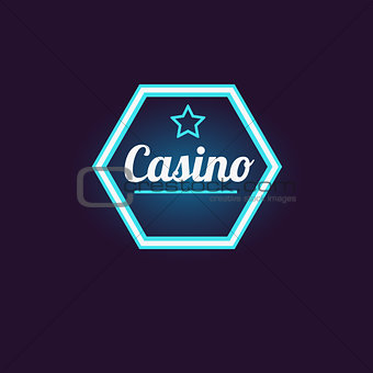 Blue Hexahedron Casino Neon Sign