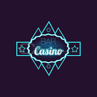 Bar Casino Blue Neon Sign