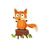 Fox Standing On Stump