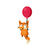 Fox Flying With Balloon