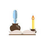 Quill, Journal And Candle