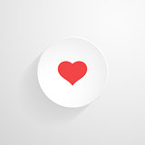 Vector white round button. Heart icon
