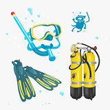 Diving Icon Set Vector