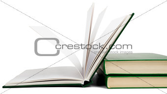 Open book, hardback books
