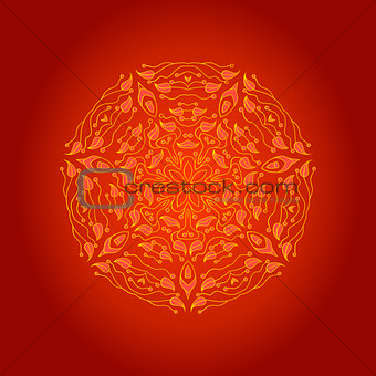 Ornamental round lace pattern, circle background with many details