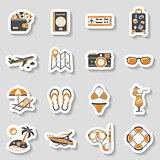 Vacation and Tourism Icons Sticker Set