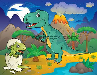 Night landscape with dinosaur theme 3