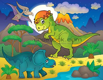 Night landscape with dinosaur theme 4
