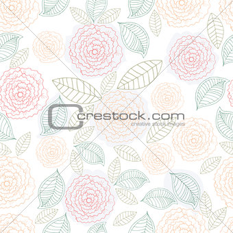 Vector hand drawn floral seamless pattern