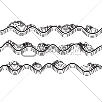 Vector hand drawn waves and bubbles hipster texture