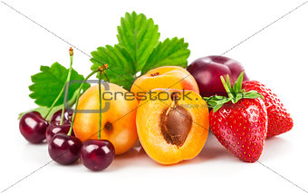 Fresh berries and fruits in still life