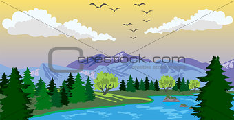 Beauty landscape with lake and mountain