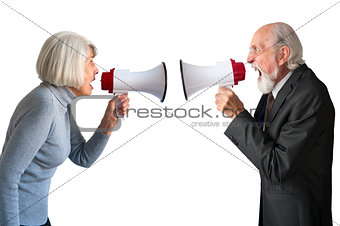 senior man and woman arguing 