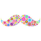  floral mustache on white background