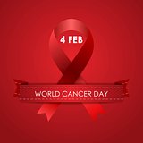 World Cancer Day vector background with ribbon