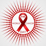World Cancer Day vector background with halftone sun