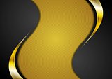Bright corporate golden and black wavy background