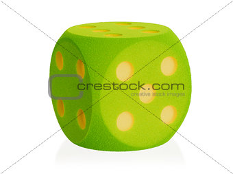 Large green foam dice isolated - 5