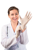 doctor Wear rubber gloves before the operation
