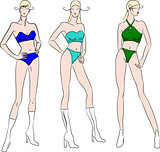 set of seasonal ladies swimsuits