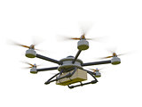 Gray hexacopter. Shipping to home. Flying courier. 3d illustration.