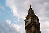 Big Ben clock tower on the cloudy sky day. London