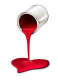 Paint can pouring red heart symbol
