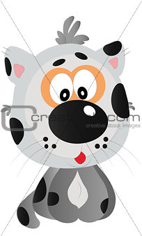 Little playful cute cheerful grey catty cartoon vector illustration