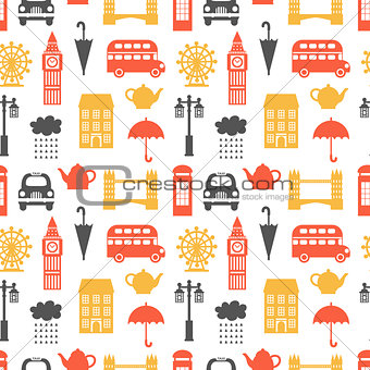 Seamless pattern with London symbols
