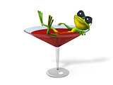 Frog in a glass of wine