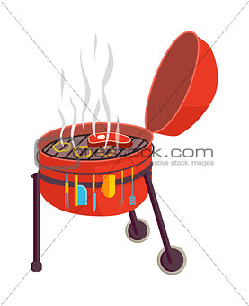 Kettle barbecue grill vector illustration.