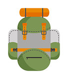 Vector flat hiking travel backpack bag.