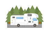 Travel trailer truck car vector illustration.